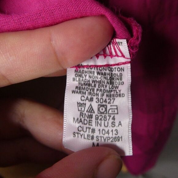 Splendid Long Sleeve Button Up Plaid Shirt Pink Medium 100% Cotton Lightweight - Picture 7 of 11